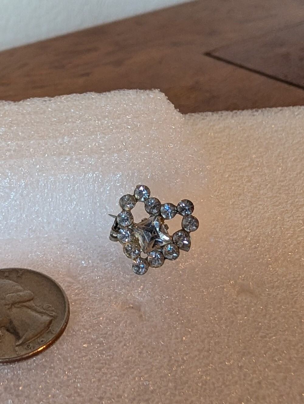 Crystal Heart Pin / Brooch - Silver Tone